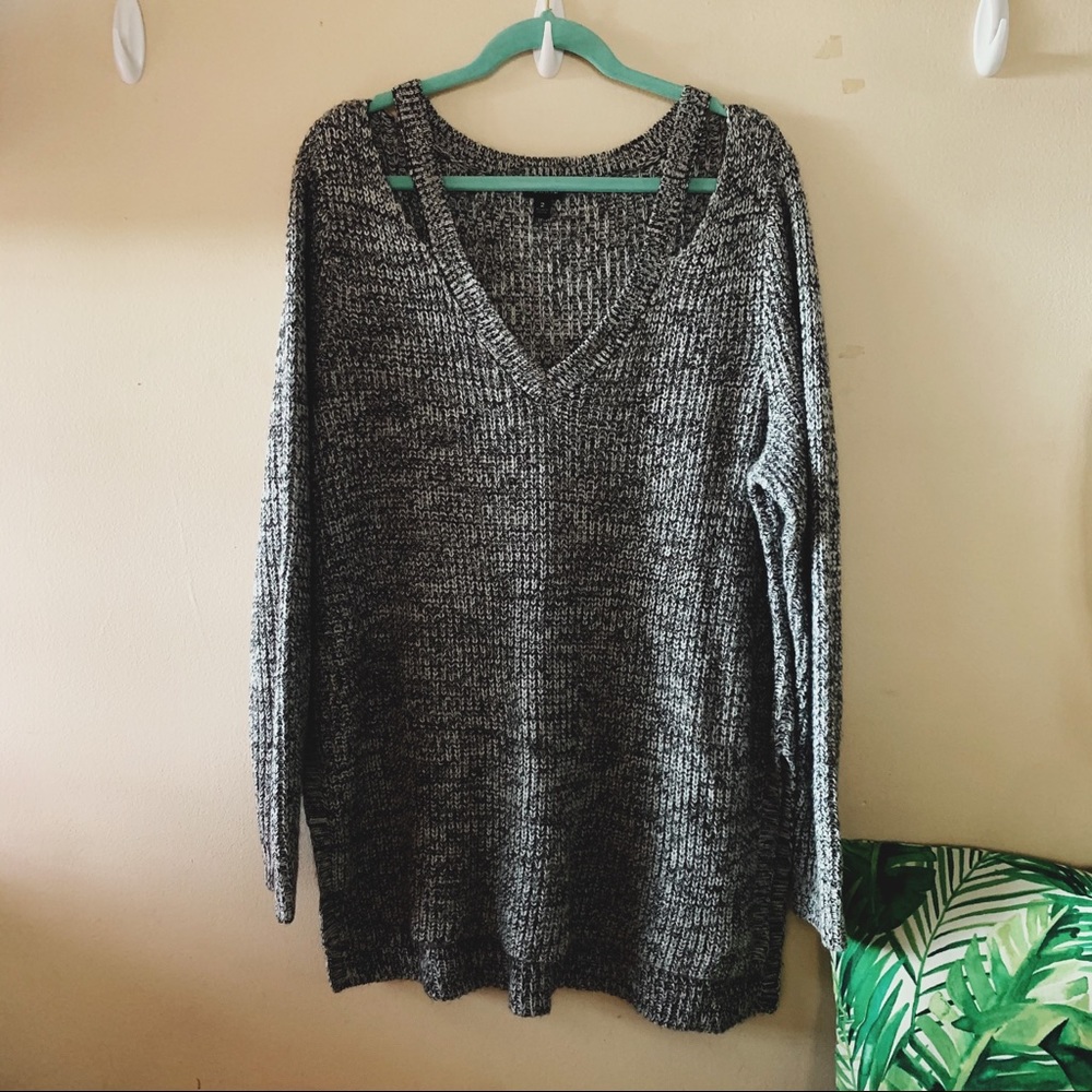 Black and white knit sweater